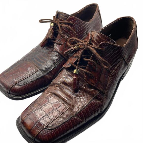 Stacy Adams Men's Genuine Alligator Lizard Skin Lace Up Oxfords - Picture 1 of 6